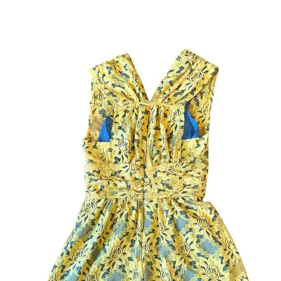 Plenty by Tracy Reese niki dress in garden trellis yellow & blue - Picture 5 of 8